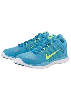 Nike Flex Trainer 4 Athletic Sneaker Running Gym Shoe Neon Blue Yellow Size 7.5